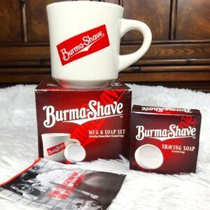 Vintage Burma-Shave Stoneware Mug & Soap Set Feat. Burma-Shave Scented Soap